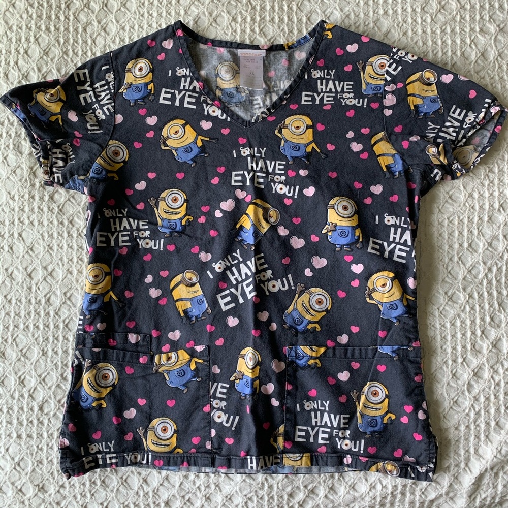 Minions Womens Scrub Top